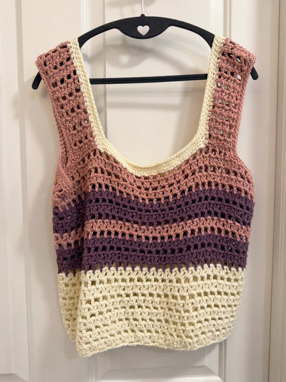 Handmade Crochet Color Block Tank Top Boho Medium